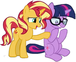 Size: 2048x1656 | Tagged: safe, banned from derpibooru, deleted from derpibooru, derpibooru import, edit, edited screencap, editor:larryboyfan1996, screencap, sci-twi, sunset shimmer, twilight sparkle, ponified, pony, unicorn, equestria girls, equestria girls series, spring breakdown, spoiler:eqg series (season 2), cutie mark, equestria girls ponified, female, mare, not a vector, simple background, transparent background, unicorn sci-twi