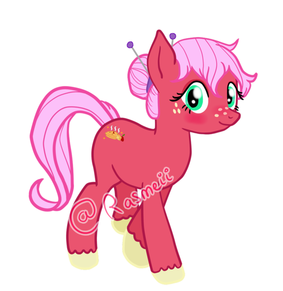 Size: 882x906 | Tagged: safe, artist:ponyrasmeii, banned from derpibooru, deleted from derpibooru, derpibooru import, oc, oc:apple tart, unofficial characters only, earth pony, pony, blushing, female, freckles, hair bun, hairpin, mare, obtrusive watermark, offspring, parent:big macintosh, parent:fluttershy, parents:fluttermac, simple background, solo, transparent background, unshorn fetlocks, watermark