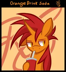 Size: 4400x4800 | Tagged: safe, artist:dreamseam, banned from derpibooru, deleted from derpibooru, derpibooru import, oc, oc:bonfire (pony), unofficial characters only, unicorn, male, smoothie, suspicious face