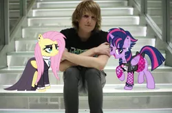 Size: 1177x776 | Tagged: safe, banned from derpibooru, deleted from derpibooru, derpibooru import, fluttershy, twilight sparkle, human, cool, crawling in my skin, emo, fluttergoth, goth, irl, photo, punk, scene, we live in a society