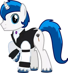 Size: 2881x3067 | Tagged: safe, alternate version, artist:feathertrap, banned from derpibooru, deleted from derpibooru, derpibooru import, oc, oc:blueberry sugar, oc:feathertrap, unofficial characters only, pony, unicorn, alternate design, butler, clothes, lace, male, servant, simple background, solo, stallion, suit, transparent background, unshorn fetlocks, vector