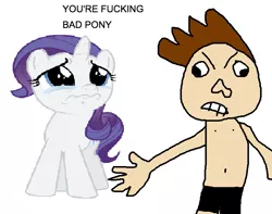 Size: 687x541 | Tagged: semi-grimdark, artist:crazyjoez, banned from derpibooru, deleted from derpibooru, derpibooru import, rarity, 1000 hours in ms paint, abuse, cringing, crying, downvote bait, raribuse, sad, vulgar, wat