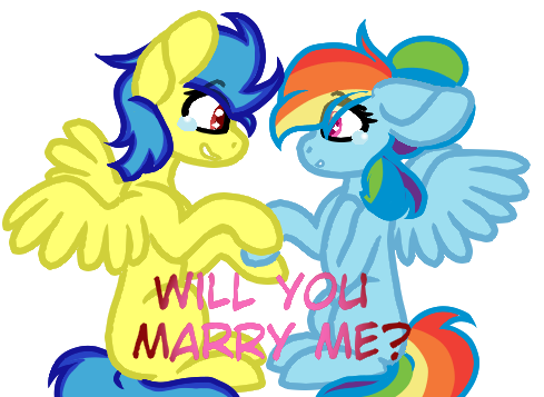 Size: 489x357 | Tagged: safe, artist:starchildtm, banned from derpibooru, deleted from derpibooru, derpibooru import, rainbow dash, oc, oc:blazing waters, oc:trash, pegasus, pony, blazingdash, canon x oc, crying, female, male, marriage proposal, pegasus oc, straight, tears of joy, wings