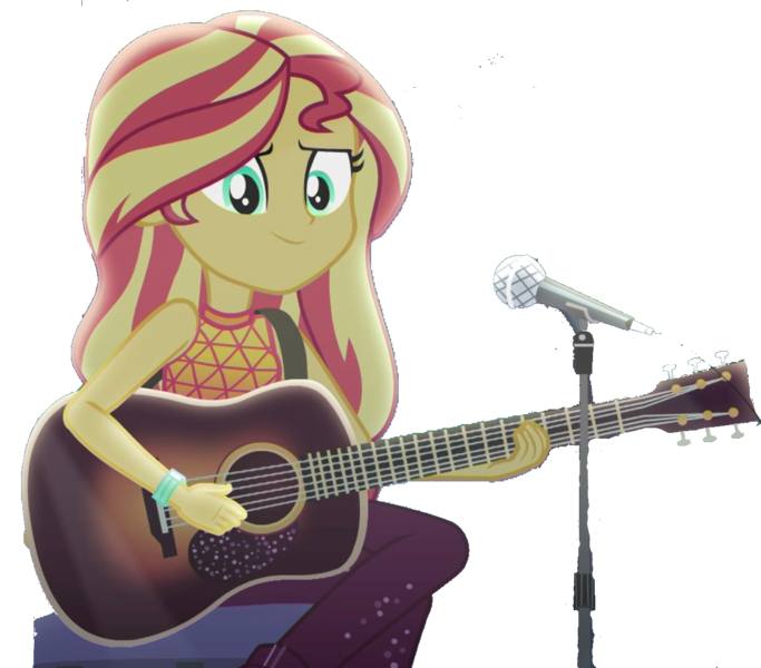 Size: 1222x1074 | Tagged: safe, banned from derpibooru, deleted from derpibooru, derpibooru import, edit, edited screencap, editor:larryboyfan1996, screencap, sunset shimmer, equestria girls, equestria girls series, let it rain, spoiler:eqg series (season 2), background removed, cropped, guitar, microphone, musical instrument, simple background, solo, transparent background