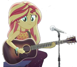Size: 1222x1074 | Tagged: safe, banned from derpibooru, deleted from derpibooru, derpibooru import, edit, edited screencap, editor:larryboyfan1996, screencap, sunset shimmer, equestria girls, equestria girls series, let it rain, spoiler:eqg series (season 2), background removed, cropped, guitar, microphone, musical instrument, simple background, solo, transparent background