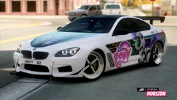 Size: 900x506 | Tagged: safe, banned from derpibooru, deleted from derpibooru, derpibooru import, sweetie belle, robot, car, forza motorsport, sweetie bot