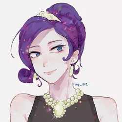 Size: 888x883 | Tagged: safe, artist:rmy, banned from derpibooru, deleted from derpibooru, derpibooru import, rarity, human, equestria girls, alternate hairstyle, audrey hepburn, breakfast at tiffany's, bust, clothes, crown, dress, ear piercing, earring, equestria girls-ified, eyeshadow, female, holly golightly, humanized, image, jewelry, jpeg, makeup, necklace, pearl necklace, piercing, regalia, simple background, solo, tiara, white background