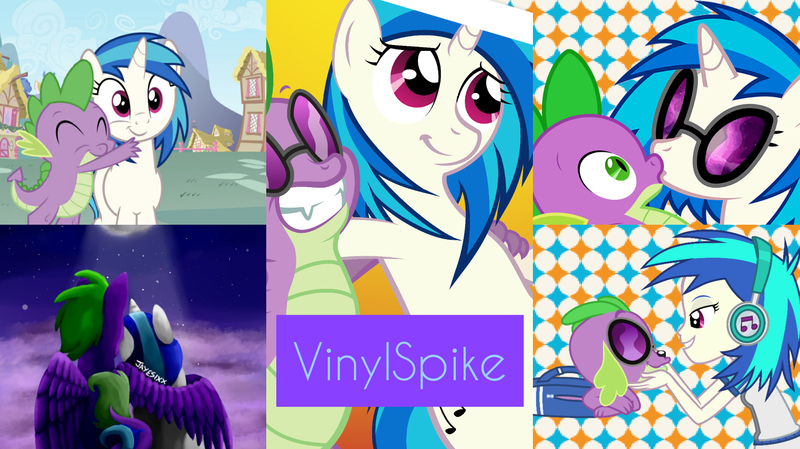 Size: 1920x1077 | Tagged: artist needed, safe, banned from derpibooru, deleted from derpibooru, derpibooru import, edit, editor:undeadponysoldier, spike, vinyl scratch, equestria girls, affection, female, hug, kissing, love, male, safety goggles, shipping, straight, vinylspike