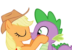 Size: 1000x700 | Tagged: safe, banned from derpibooru, deleted from derpibooru, derpibooru import, applejack, spike, applespike, female, kissing, male, shipping, straight