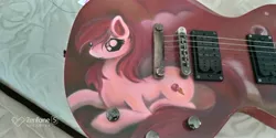 Size: 4032x2016 | Tagged: safe, artist:c00lguy, banned from derpibooru, deleted from derpibooru, derpibooru import, roseluck, aerography, custom, electric guitar, guitar, irl, musical instrument, photo, toy, watermark