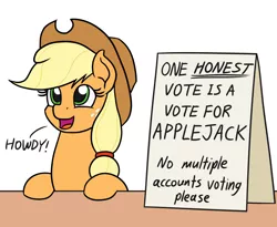 Size: 1100x900 | Tagged: safe, artist:mkogwheel, derpibooru import, edit, applejack, earth pony, pony, applejack's sign, cute, dawwww, howdy, jackabetes, meme, sign, smiling, solo, text, weapons-grade cute