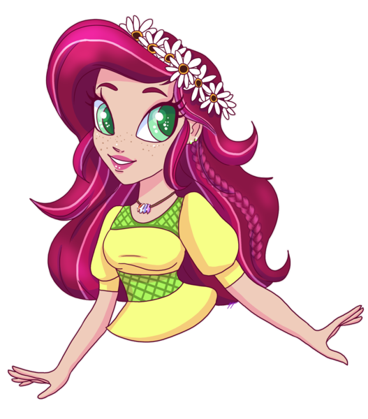 Size: 1024x1165 | Tagged: safe, artist:wicked-red-art, banned from derpibooru, deleted from derpibooru, derpibooru import, gloriosa daisy, equestria girls, legend of everfree, bust, colored pupils, cute, daisybetes, female, floral head wreath, flower, geode of shielding, geode of super speed, geode of super strength, geode of telekinesis, jewelry, magical geodes, necklace, simple background, solo, transparent background