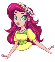 Size: 1024x1165 | Tagged: safe, artist:wicked-red-art, banned from derpibooru, deleted from derpibooru, derpibooru import, gloriosa daisy, equestria girls, legend of everfree, bust, colored pupils, cute, daisybetes, female, floral head wreath, flower, geode of shielding, geode of super speed, geode of super strength, geode of telekinesis, jewelry, magical geodes, necklace, simple background, solo, transparent background
