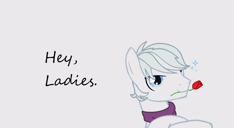 Size: 1031x567 | Tagged: safe, artist:robloxiangriffinpony, banned from derpibooru, deleted from derpibooru, derpibooru import, double diamond, earth pony, pony, flirting, flower, handsome, male, rose, solo, sparkles, stallion