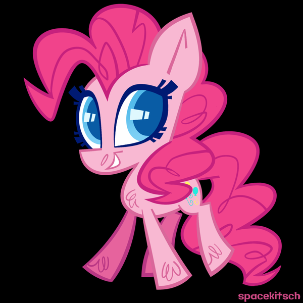 Size: 1280x1280 | Tagged: safe, artist:spacekitsch, banned from derpibooru, deleted from derpibooru, derpibooru import, part of a set, pinkie pie, earth pony, pony, black background, chibi, colored pupils, female, looking at you, mare, simple background, smiling, solo, unshorn fetlocks