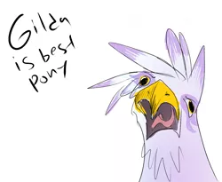 Size: 1100x900 | Tagged: safe, artist:irongasm, banned from derpibooru, deleted from derpibooru, derpibooru import, gilda, gryphon, best pony, derp, open mouth, solo, stylistic suck, truth