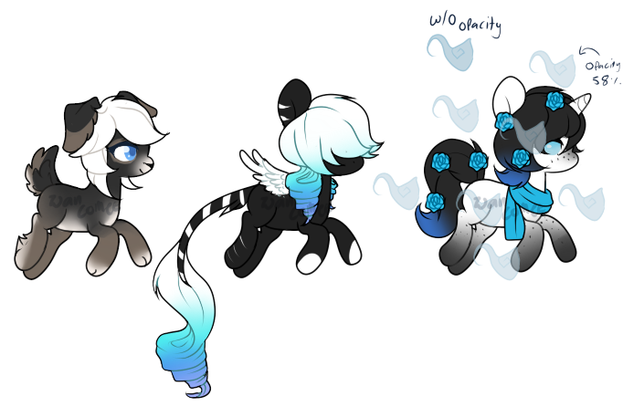 Size: 682x446 | Tagged: safe, artist:axolotlshy, banned from derpibooru, deleted from derpibooru, derpibooru import, oc, unofficial characters only, dog, dog pony, pegasus, pony, unicorn, clothes, flower, flower in hair, horn, pegasus oc, scarf, simple background, transparent background, unicorn oc, wings