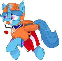 Size: 1335x1303 | Tagged: safe, artist:rainbow eevee, banned from derpibooru, deleted from derpibooru, derpibooru import, spring rain, unicorn, series:sprglitemplight life jacket days, series:springshadowdrops life jacket days, collar, crossover, cute, goggles, lifeguard, lifeguard spring rain, paw patrol, simple background, snorkeling, solo, transparent background, vector, whistle, zuma, zuma (paw patrol)