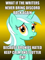 Size: 625x833 | Tagged: safe, banned from derpibooru, deleted from derpibooru, derpibooru import, discord, lyra heartstrings, conspiracy lyra, exploitable meme, meme, meta