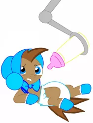 Size: 720x952 | Tagged: safe, artist:kittythenerd, banned from derpibooru, deleted from derpibooru, derpibooru import, ponified, earth pony, pony, colt, diaper, horton hears a who, male, milk bottle, simple background, solo, white background, worried