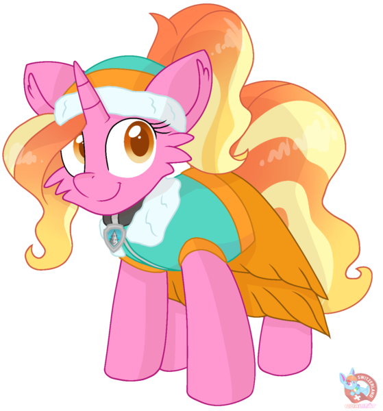 Size: 1319x1417 | Tagged: safe, artist:rainbow eevee, banned from derpibooru, deleted from derpibooru, derpibooru import, luster dawn, pony, unicorn, series:sprglitemplight diary, series:sprglitemplight life jacket days, series:springshadowdrops diary, series:springshadowdrops life jacket days, cheek fluff, clothes, crossover, cute, dress, everest, everest (paw patrol), eyelashes, female, hat, looking at you, orange eyes, paw patrol, simple background, smiling, smiling at you, solo, transparent background, vector