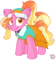 Size: 1319x1417 | Tagged: safe, artist:rainbow eevee, banned from derpibooru, deleted from derpibooru, derpibooru import, luster dawn, pony, unicorn, series:sprglitemplight diary, series:sprglitemplight life jacket days, series:springshadowdrops diary, series:springshadowdrops life jacket days, cheek fluff, clothes, crossover, cute, dress, everest, everest (paw patrol), eyelashes, female, hat, looking at you, orange eyes, paw patrol, simple background, smiling, smiling at you, solo, transparent background, vector