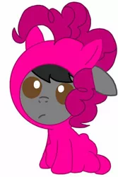 Size: 416x624 | Tagged: safe, alternate version, artist:kittythenerd, banned from derpibooru, deleted from derpibooru, derpibooru import, pinkie pie, ponified, earth pony, pony, baby, baby pony, base used, clothes, costume, diaper, horton hears a who, male, open mouth, pony costume, simple background, solo, white background