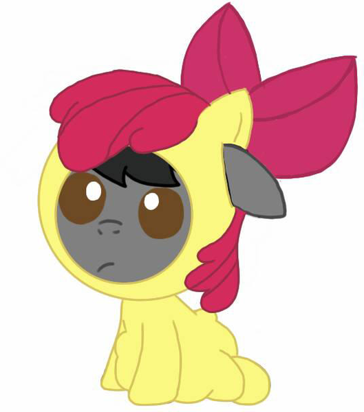 Size: 536x608 | Tagged: safe, artist:kittythenerd, banned from derpibooru, deleted from derpibooru, derpibooru import, apple bloom, ponified, earth pony, pony, baby, baby pony, base used, clothes, costume, horton hears a who, male, pony costume, simple background, solo, white background