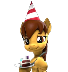 Size: 2060x2160 | Tagged: safe, artist:xppp1n, banned from derpibooru, deleted from derpibooru, derpibooru import, oc, oc:maría teresa de los ponyos paguetti, unofficial characters only, earth pony, birthday, birthday cake, cake, eating, food, hat, party hat, simple background, solo, transparent background, ya es hora