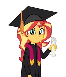 Size: 6008x7000 | Tagged: safe, artist:emeraldblast63, banned from derpibooru, deleted from derpibooru, derpibooru import, sunset shimmer, equestria girls, cute, graduation, shimmerbetes, simple background, solo, transparent background