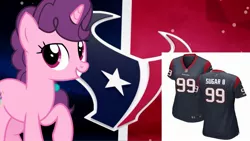 Size: 2289x1288 | Tagged: safe, artist:jhayarr23, banned from derpibooru, deleted from derpibooru, derpibooru import, sugar belle, unicorn, american football, clothes, houston texans, jersey, nfl, sports