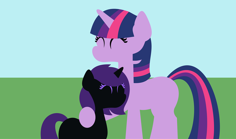 Size: 972x573 | Tagged: safe, artist:saturnstar14, banned from derpibooru, deleted from derpibooru, derpibooru import, edit, twilight sparkle, oc, oc:nyx, alicorn, comic:past sins, fanfic:past sins, alicorn oc, female, horn, mother and child, mother and daughter, simple background, wings