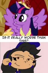 Size: 310x464 | Tagged: safe, banned from derpibooru, deleted from derpibooru, derpibooru import, twilight sparkle, alicorn drama, cartuneslover16, drama, is it really worse