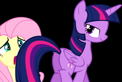 Size: 886x598 | Tagged: suggestive, banned from derpibooru, deleted from derpibooru, derpibooru import, fifteen.ai, fluttershy, twilight sparkle, twilight sparkle (alicorn), alicorn, animated, black background, lemme smash, simple background, sound, text to speech, the pony machine learning project, vulgar, webm