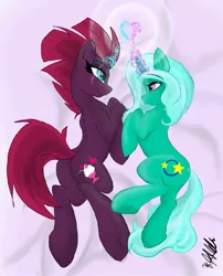 Size: 971x1200 | Tagged: safe, artist:rainbowfoxxy, artist:rileyisherehide, banned from derpibooru, deleted from derpibooru, derpibooru import, edit, fizzlepop berrytwist, glitter drops, tempest shadow, female, glittershadow, lesbian, shipping, trace