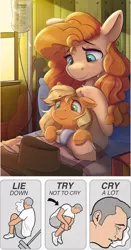 Size: 1696x3235 | Tagged: safe, artist:ardail, banned from derpibooru, deleted from derpibooru, derpibooru import, edit, editor:bugs-pony.exe.4044, applejack, pear butter, human, pony, crying, feels, female, filly, filly applejack, male, mare, meme, sad, try not to cry, younger