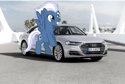 Size: 1200x804 | Tagged: safe, artist:s-class-destroyer, banned from derpibooru, deleted from derpibooru, derpibooru import, edit, night glider, pegasus, pony, audi, audi a8, car, female, grin, irl, mare, obligatory pony, photo, ponies in real life, smiling, solo, wingding eyes