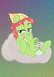 Size: 998x1411 | Tagged: safe, artist:temp, banned from derpibooru, deleted from derpibooru, derpibooru import, tree hugger, earth pony, 420, 420 blaze it, bong, drugs, female, mare, marijuana, smoking, solo