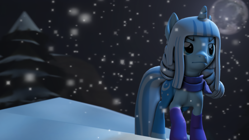 Size: 3840x2160 | Tagged: safe, artist:xppp1n, banned from derpibooru, deleted from derpibooru, derpibooru import, oc, oc:artic flurry, unofficial characters only, unicorn, 3d, clothes, scarf, snow, socks, solo, source filmmaker