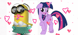 Size: 400x181 | Tagged: safe, banned from derpibooru, deleted from derpibooru, derpibooru import, twilight sparkle, alicorn, crossover, crossover shipping, cute, female, lesbian, minion, minions, shipping, twilight sparkle (alicorn)