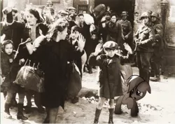 Size: 792x562 | Tagged: source needed, safe, artist:davca, banned from derpibooru, deleted from derpibooru, derpibooru import, rainbow dash, black and white, dark comedy, grayscale, history, holocaust, irl, judaism, monochrome, nazi, offensive, photo, photoshop, schutzstaffel