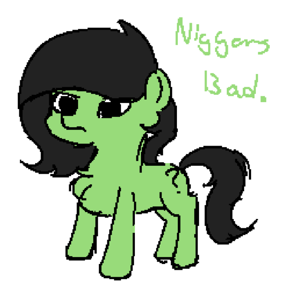 Size: 678x684 | Tagged: safe, artist:shepardinthesky, banned from derpibooru, deleted from derpibooru, derpibooru import, oc, oc:anonfilly, unofficial characters only, earth pony, pony, background pony strikes again, female, filly, nigger, racism, simple background, solo, transparent background, vulgar