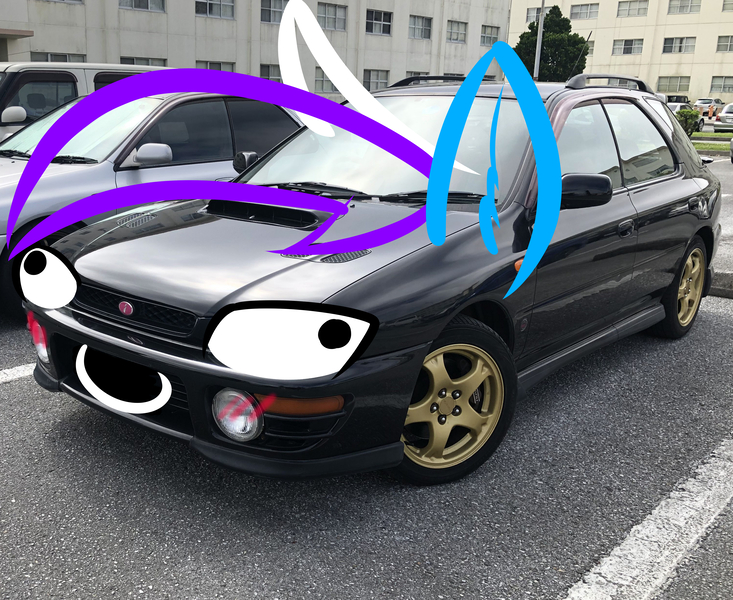 Size: 5500x4500 | Tagged: safe, artist:flywheel, banned from derpibooru, deleted from derpibooru, derpibooru import, barely pony related, blushing, car, cursed image, irl, no pony, photo, subaru impreza