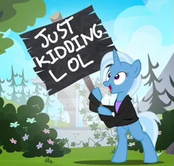 Size: 625x598 | Tagged: safe, artist:pixelkitties, banned from derpibooru, deleted from derpibooru, derpibooru import, edit, trixie, pony, unicorn, black lives matter, clothes, politics, protest, solo, standing, suit