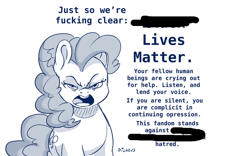 Size: 1280x865 | Tagged: safe, artist:dilarus, banned from derpibooru, deleted from derpibooru, derpibooru import, pinkie pie, earth pony, pony, digital art, female, looking at you, mare, mouthpiece, politics, signature, simple background, solo, vulgar, white background