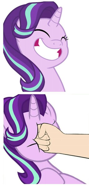 Size: 793x1661 | Tagged: safe, banned from derpibooru, deleted from derpibooru, derpibooru import, starlight glimmer, abuse, glimmerbuse, ouch