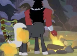Size: 429x310 | Tagged: suggestive, banned from derpibooru, deleted from derpibooru, derpibooru import, edit, edited screencap, editor:whistle blossom, screencap, lord tirek, centaur, frenemies (episode), bracer, butt, cloven hooves, colored hooves, cropped, fart, fart cloud, fart edit, fart fetish, fart noise, fetish, fire, forest, male, nose piercing, nose ring, onomatopoeia, piercing, plot, smelly, solo, solo male, sound effects, standing, tirump