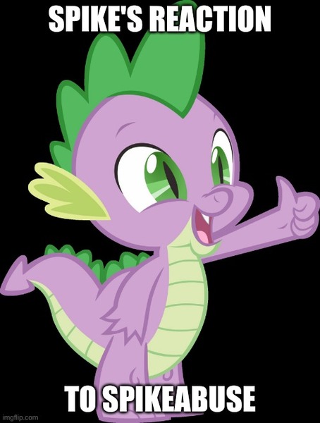 Size: 500x661 | Tagged: safe, banned from derpibooru, deleted from derpibooru, derpibooru import, spike, dragon, spike at your service, abuse, black background, funny, green eyes, happy, lie, open mouth, op is on drugs, simple background, smiling, spikeabuse, thumbs up