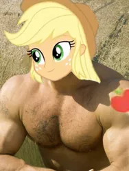 Size: 743x990 | Tagged: suggestive, banned from derpibooru, deleted from derpibooru, derpibooru import, edit, applejack, equestria girls, 1000 hours in ms paint, bad edit, billy herrington, gachimuchi, musclejack, quality, solo