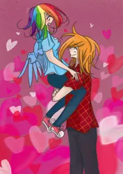 Size: 498x703 | Tagged: safe, artist:inkylove34, banned from derpibooru, deleted from derpibooru, derpibooru import, big macintosh, rainbow dash, human, female, humanized, male, rainbowmac, shipping, straight